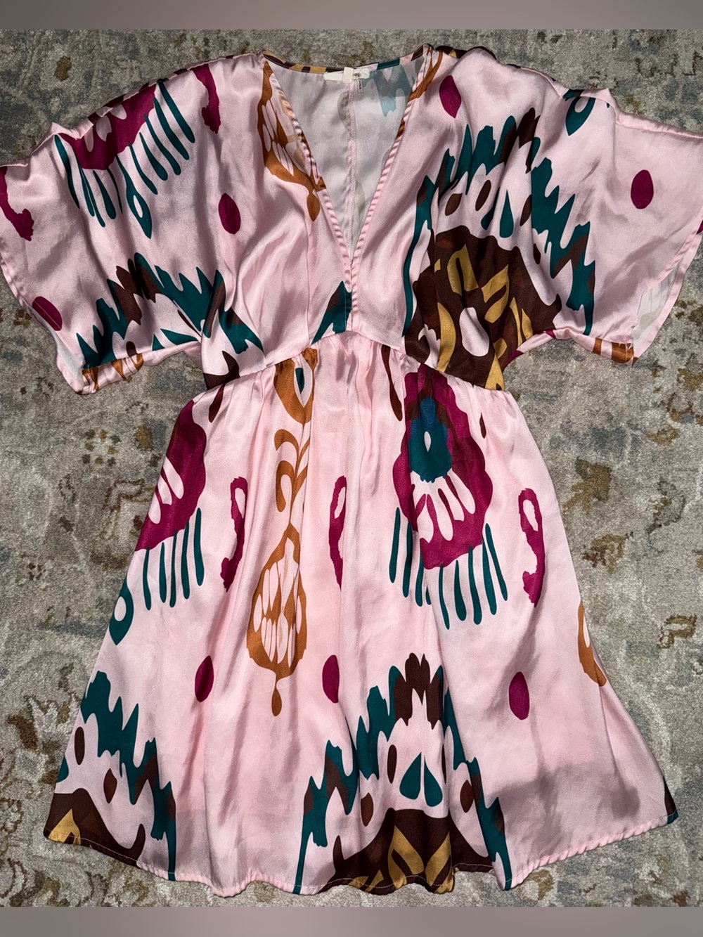Entro Pink Multicolor Abstract Print Girls' Dress
